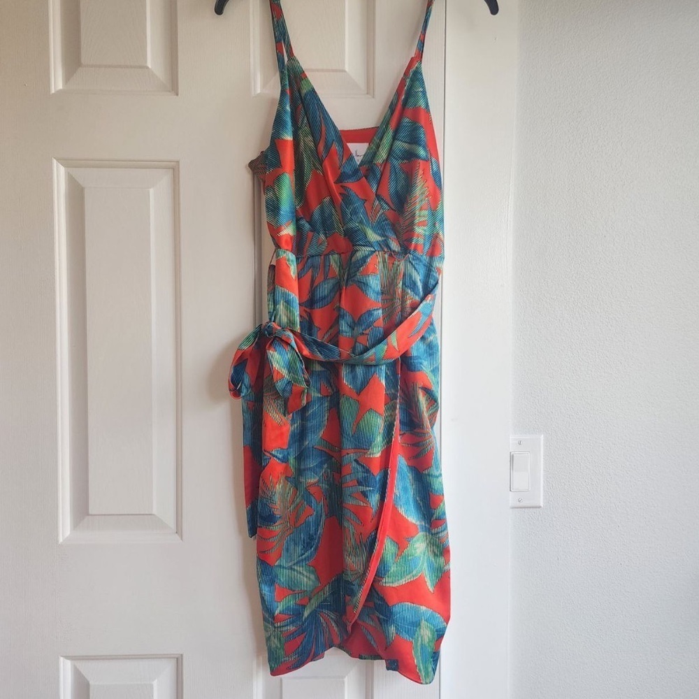 NWOT Anthropologie Nicole Miller NY Electric Floral Red Festival Dress - Picture 4 of 10